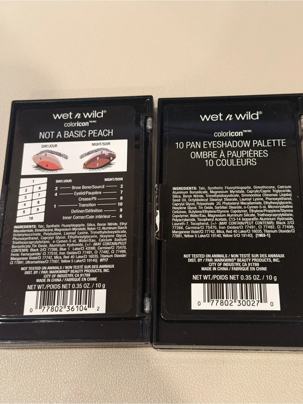 Wet n Wild eye shadow palettes